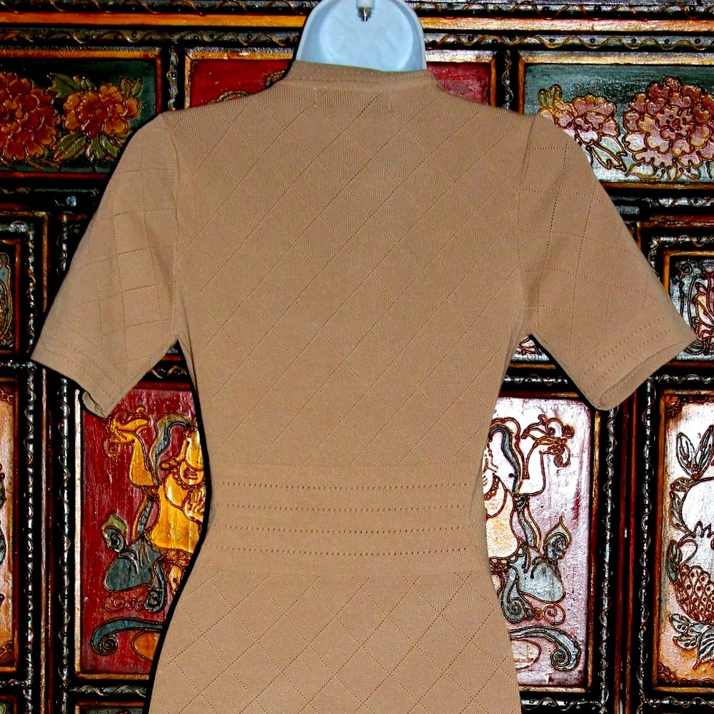 NEW* Jainmy Martinez Beige Sweater Pencil Dress - Picture 6 of 7
